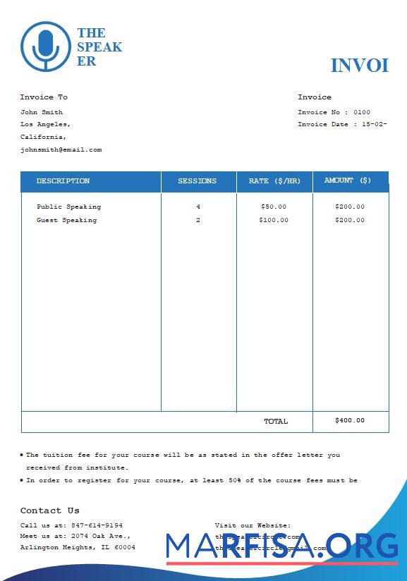 Blank Free Speaker Invoice Template